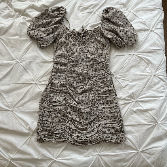 Zara Polka Dot Mini Dress with Puff Sleeves - Picture 2 of 10